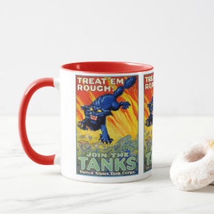 Vintage Militärische Kriegsrekrutierung mit einer  Tasse