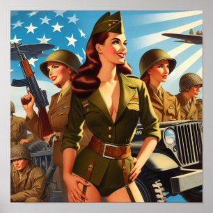 Vintage Militärmädchen Poster