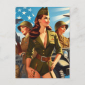 Vintage Militärmädchen Postkarte (Vorderseite)