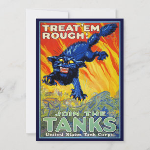 Vintage Militärmilitärwerbung mit einer Wildkatze