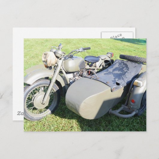 Vintage Militärmotorrad-Kombination Postkarte (Vorne/Hinten)