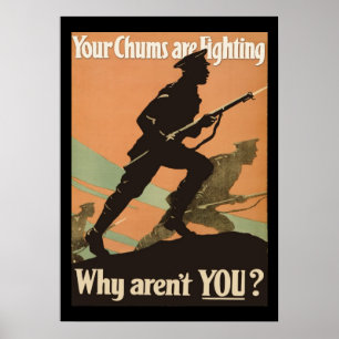 Vintage Militärrekrutierung Freunde aus dem Ersten Poster