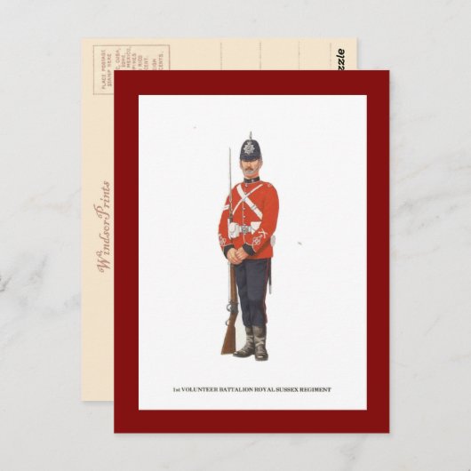 Vintage Militäruniformen, 1. Freiwilligenbataillon Postkarte (Vorne/Hinten)