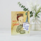 Vintage Militärweihnachtskarte Feiertagspostkarte (Stehend Vorderseite)