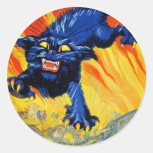 Vintage Militärwerbung mit einer Wildkatze Runder Aufkleber