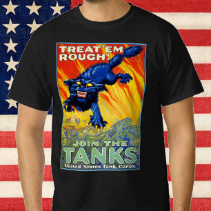 Vintage Militärwerbung mit einer Wildkatze T-Shirt