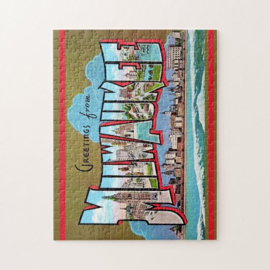 Vintage Milwaukee Postkarte Puzzle (Vertikal)