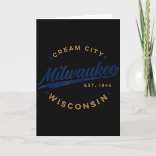 Vintage Milwaukee Wisconsin Cream City Blaue Schri Karte (Vorderseite)