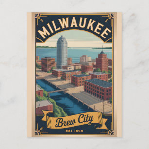 Vintage Milwaukee Wisconsin Retro-Reiseziel Feiertagspostkarte