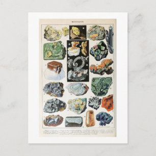 Vintage-Mineralien Gesteine Geologie Postkarte