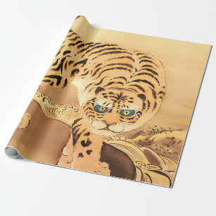 Vintage-Minhwa-Tiger an einem Bach Geschenkpapier