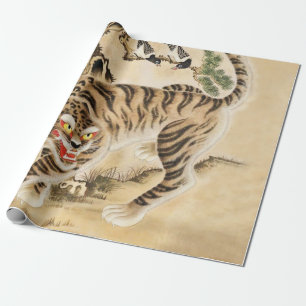 Vintage-Minhwa-Tiger unter einer Kiefer Geschenkpapier