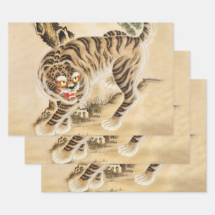 Vintage-Minhwa-Tiger unter einer Kiefer Geschenkpapier Set
