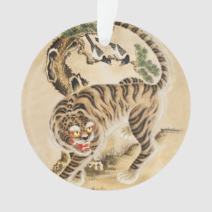 Vintage-Minhwa-Tiger unter einer Kiefer Ornament