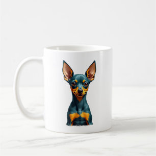 Vintage-Miniatur-Pinscher-Porträt Farbige Gravur Kaffeetasse