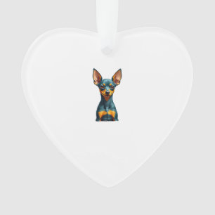 Vintage-Miniatur-Pinscher-Porträt Farbige Gravur Ornament