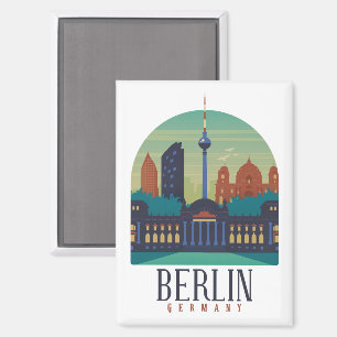 Vintage Minimal Berlin Deutschland Skyline Reise Magnet