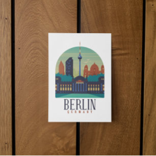 Vintage Minimal Berlin Deutschland Skyline Reise Postkarte
