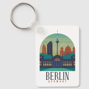 Vintage Minimal Berlin Deutschland Skyline Reise Schlüsselanhänger