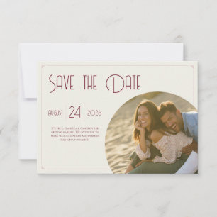 Vintage Minimal-Foto Elfenbeinhochzeit Save The Date
