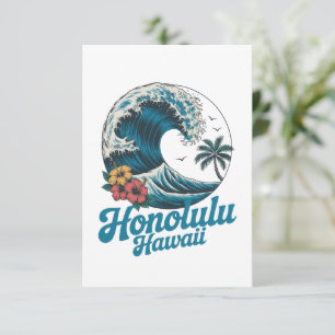 Vintage Minimal Honolulu Hawaii Aloha Reise  Karte