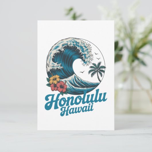 Vintage Minimal Honolulu Hawaii Aloha Travel Karte (Stehend Vorderseite)