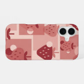 Vintage Minimal Strawberry Pattern iPhone 16 Hülle (Rückseite (Horizontal))
