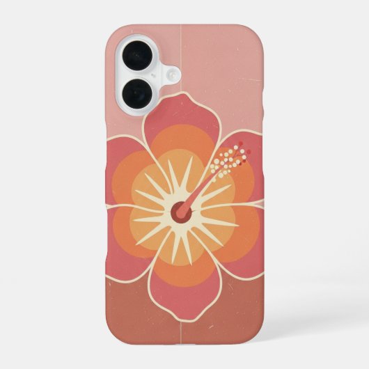 Vintage Minimaler Hibiskus iPhone 16 Hülle (Rückseite)