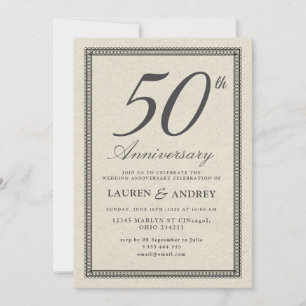 Vintage-Minimalist 50. Hochzeitstag Einladung