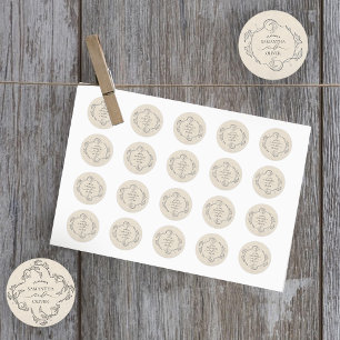 Vintage-Minimalist-Botanic-Hochzeitsaufkleber Runder Aufkleber