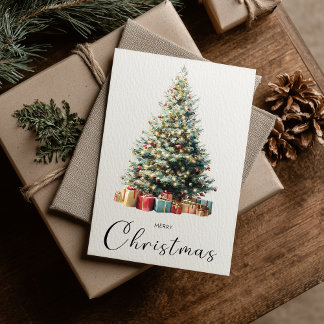 Vintage Minimalist Fröhlicher Weihnachtsbaum Feiertagskarte