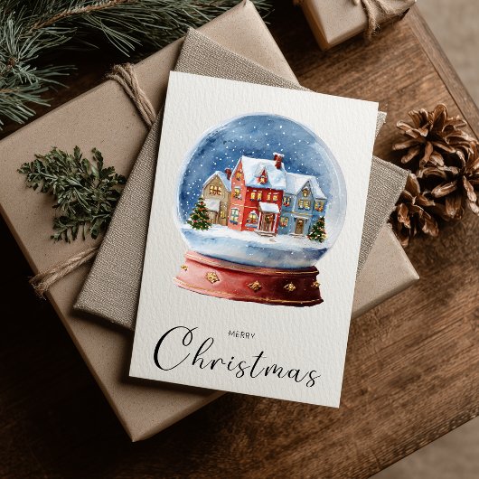 Vintage Minimalist Merry Christmas Globe Feiertagskarte