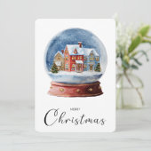 Vintage Minimalist Merry Christmas Globe Feiertagskarte (Stehend Vorderseite)