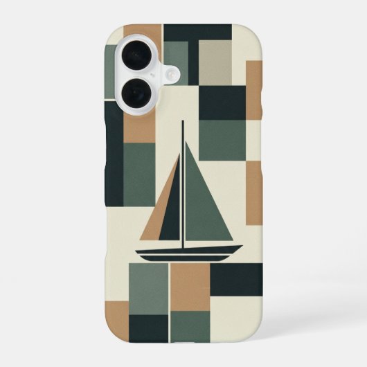 Vintage-Minimalist-Segelschiff iPhone 16 Hülle (Rückseite)