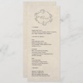 Vintage Minimalist Wedding Dinner Menu Programm (Vorne/Hinten)
