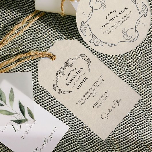 Vintage Minimalist Wedding Favour Tag  Geschenkanhänger