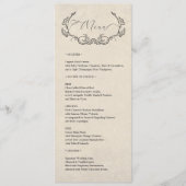 Vintage Minimalist Wedding Menu Card Programm (Vorderseite)