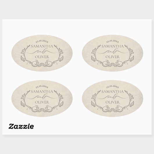 Vintage Minimalist Wedding Sticker (Blatt)