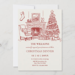 Vintage minimalist Weihnachtsinnenraumdekoration Einladung