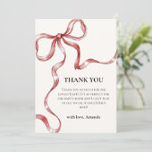 Vintage Minimalistische Bow Baby Dusche Dankeskarte (Stehend Vorderseite)