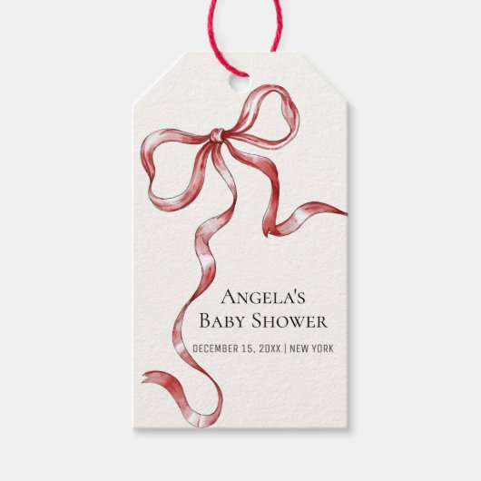 Vintage Minimalistische Bow Baby Dusche Geschenkanhänger (Vorderseite)