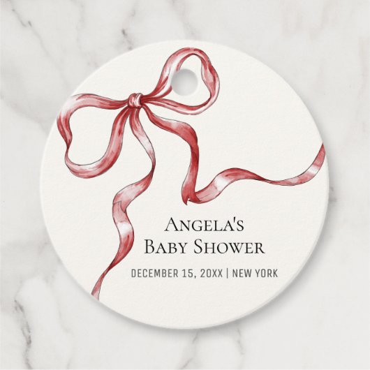 Vintage Minimalistische Bow Baby Dusche Geschenkanhänger (Vorderseite)