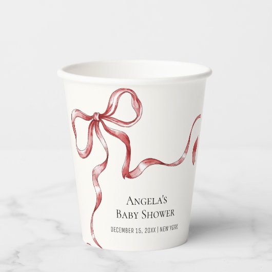 Vintage Minimalistische Bow Baby Dusche Pappbecher (Vorderseite)