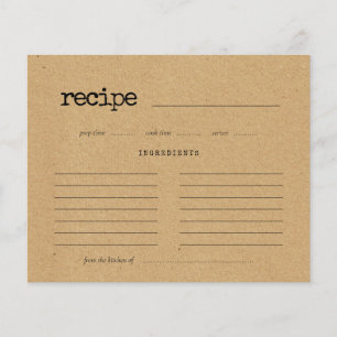 Vintage-minimalistische Brautparty-Rezeptkarte
