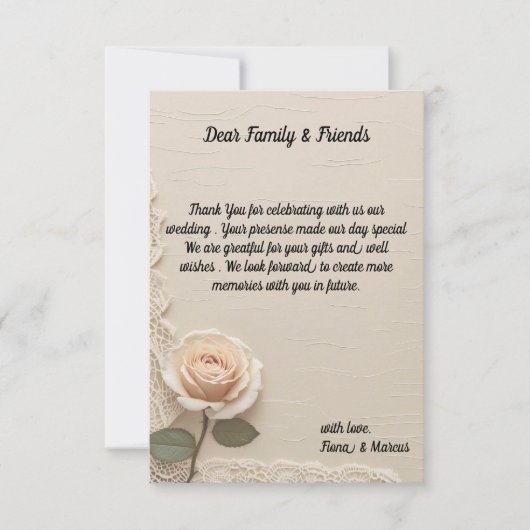 Vintage Minimalistische Hochzeit Dankeskarte (Vorderseite)