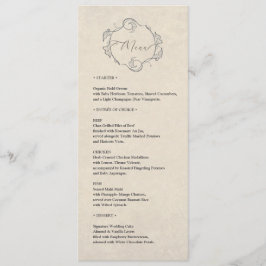 Vintage-minimalistische Hochzeitsdinner-Menükarte Programm