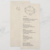 Vintage-minimalistische Hochzeitsdinner-Menükarte Programm (Vorne/Hinten)