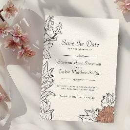 Vintage Minimalistische Jugendstil-Hochzeit Save The Date