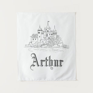 Vintage minimalistische mittelalterliche Schlossda Wandteppich