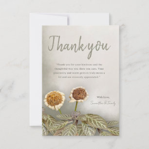 Vintage-Minimalistische neutrale Blumen-Dankeskart Dankeskarte